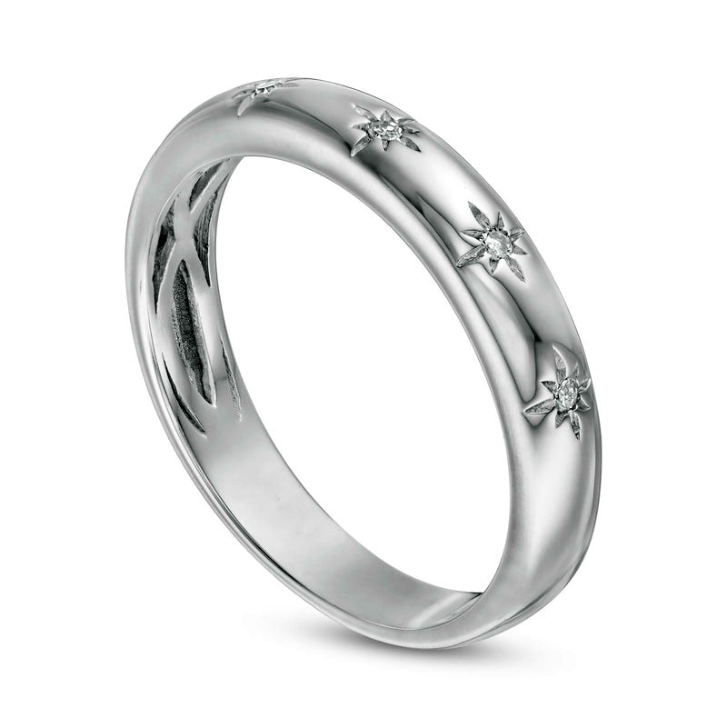 Natural Diamond Accent North Star Band in Solid 10K White Gold