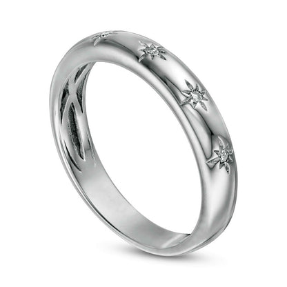 Natural Diamond Accent North Star Band in Solid 10K White Gold