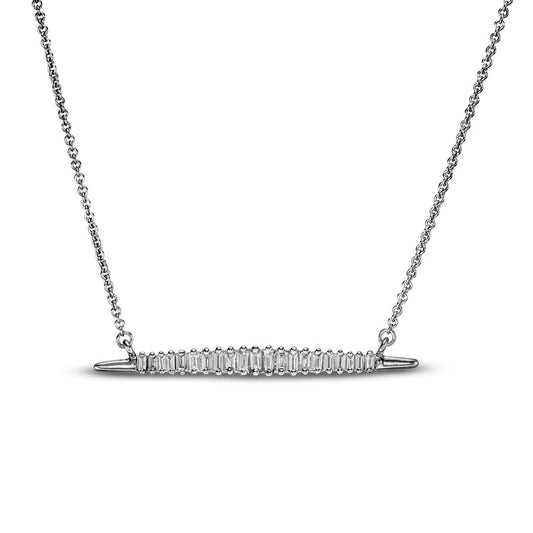 0.25 CT. T.W. Baguette Natural Diamond Horizontal Bar Necklace in 10K White Gold