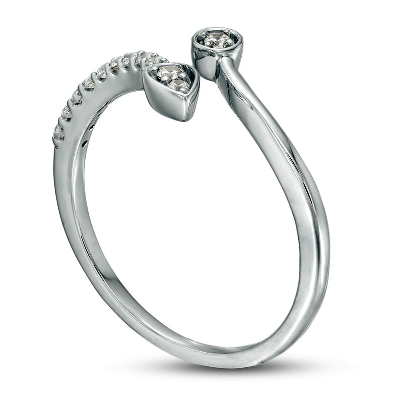 0.13 CT. T.W. Natural Diamond Teardrop and Circle Open Wrap Ring in Sterling Silver