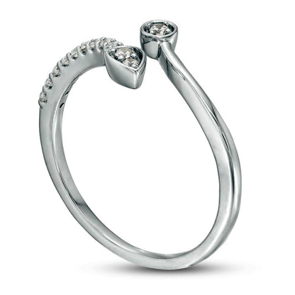 0.13 CT. T.W. Natural Diamond Teardrop and Circle Open Wrap Ring in Sterling Silver