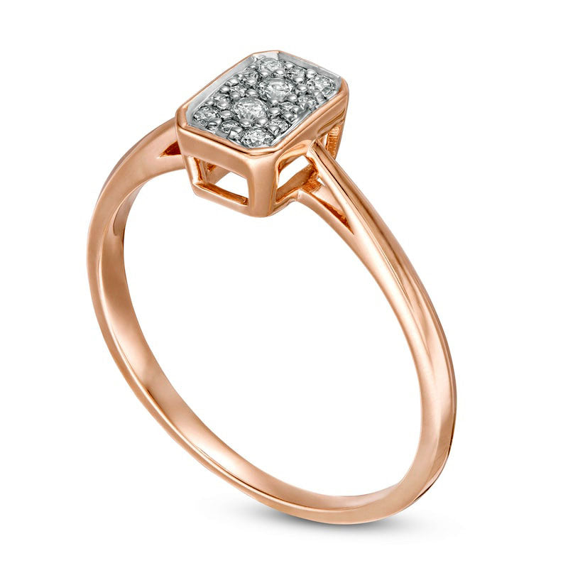 0.13 CT. T.W. Composite Natural Diamond Rectangle Ring in Solid 10K Rose Gold