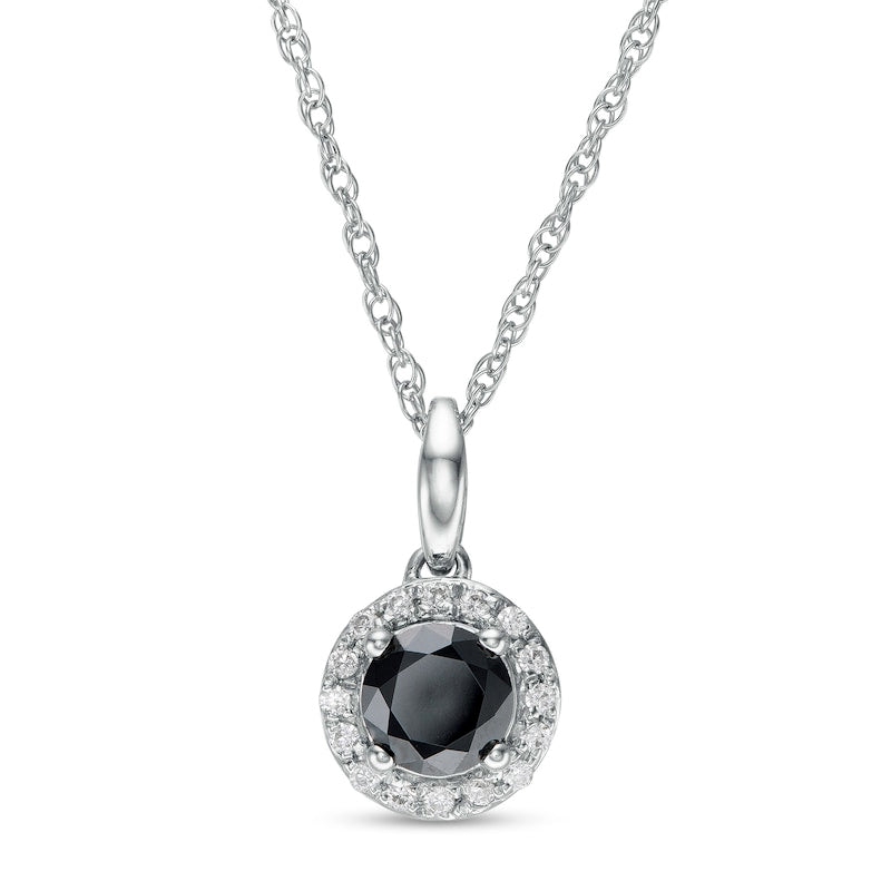 1 CT. T.W. Enhanced Black and White Natural Diamond Frame Pendant in 10K White Gold