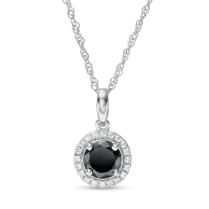 1.5 CT. T.W. Enhanced Black and White Natural Diamond Frame Pendant in 10K White Gold