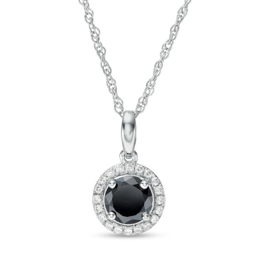 1.5 CT. T.W. Enhanced Black and White Natural Diamond Frame Pendant in 10K White Gold