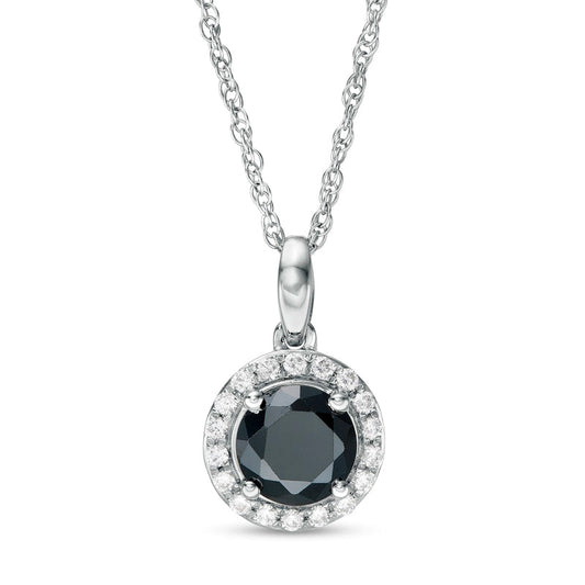 2 CT. T.W. Enhanced Black and White Natural Diamond Frame Pendant in 10K White Gold