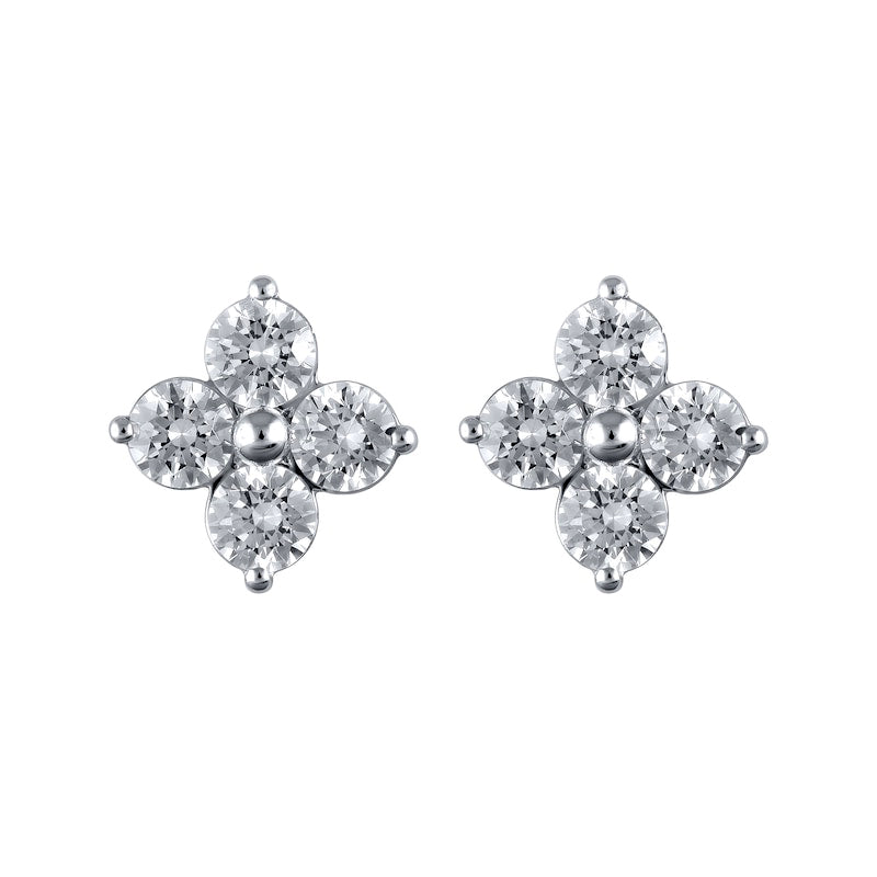 3 CT. T.W. Quad Diamond Stud Earrings in 14K White Gold
