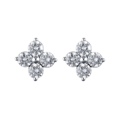3 CT. T.W. Quad Diamond Stud Earrings in 14K White Gold