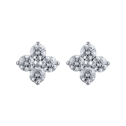 2 CT. T.W. Quad Diamond Stud Earrings in 14K White Gold