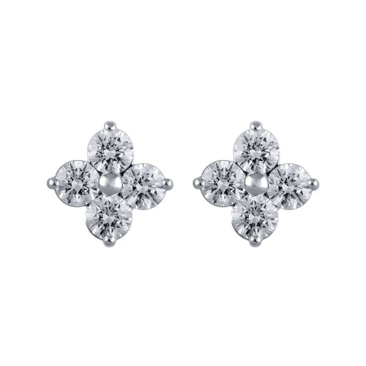 2 CT. T.W. Quad Diamond Stud Earrings in 14K White Gold