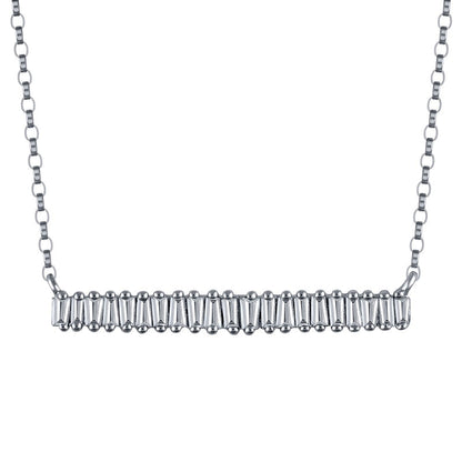 0.25 CT. T.W. Baguette Natural Diamond Bar Necklace in 10K White Gold