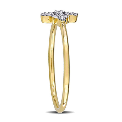 0.07 CT. T.W. Natural Diamond Cross Ring in Solid 10K Yellow Gold