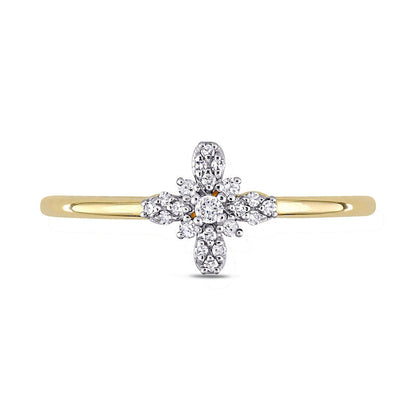 0.07 CT. T.W. Natural Diamond Cross Ring in Solid 10K Yellow Gold