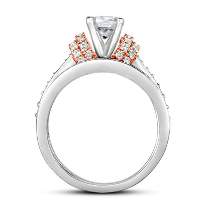 1.25 CT. T.W. Natural Diamond Collar Bridal Engagement Ring Set in Solid 14K Two-Tone Gold