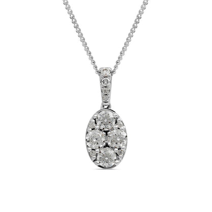 0.5 CT. T.W. Composite Oval Natural Diamond Pendant in 14K White Gold