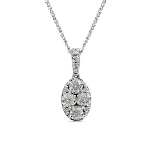 0.5 CT. T.W. Composite Oval Natural Diamond Pendant in 14K White Gold