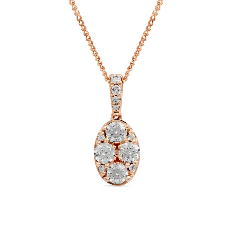 0.5 CT. T.W. Composite Oval Natural Diamond Pendant in 14K Rose Gold