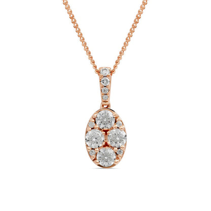 0.5 CT. T.W. Composite Oval Natural Diamond Pendant in 14K Rose Gold