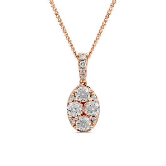 0.5 CT. T.W. Composite Oval Natural Diamond Pendant in 14K Rose Gold