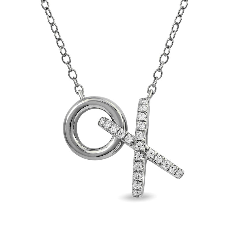 0.17 CT. T.W. Natural Diamond XO" Necklace in Sterling Silver"