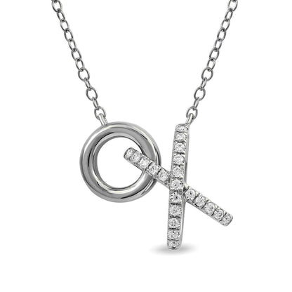0.17 CT. T.W. Natural Diamond XO" Necklace in Sterling Silver"