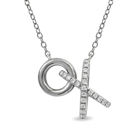 0.17 CT. T.W. Natural Diamond XO" Necklace in Sterling Silver"