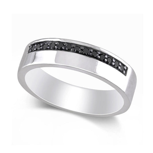Men's 0.20 CT. T.W. Enhanced Black Natural Diamond Ribbon Band in Sterling Silver
