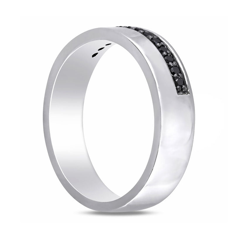 Men's 0.20 CT. T.W. Enhanced Black Natural Diamond Ribbon Band in Sterling Silver
