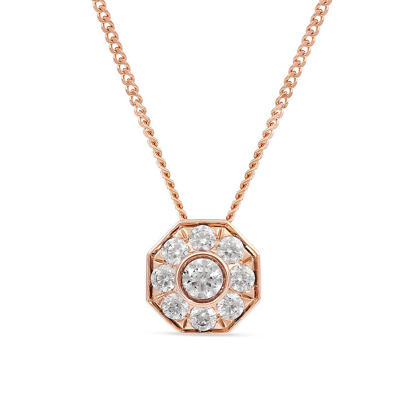 0.25 CT. T.W. Natural Diamond Octagonal Pendant in 10K Rose Gold