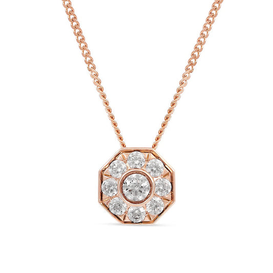 0.25 CT. T.W. Natural Diamond Octagonal Pendant in 10K Rose Gold