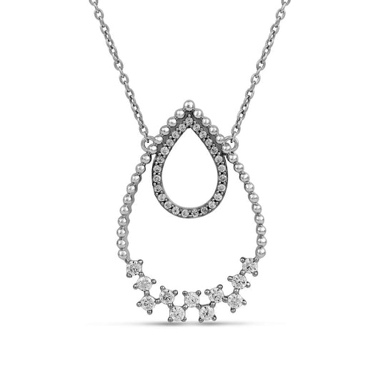 0.25 CT. T.W. Natural Diamond Scatter Teardrop Necklace in 10K White Gold