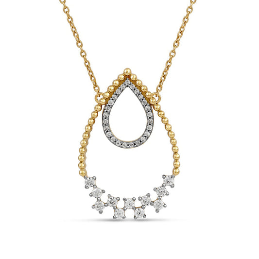 0.25 CT. T.W. Natural Diamond Scatter Teardrop Necklace in 10K Yellow Gold
