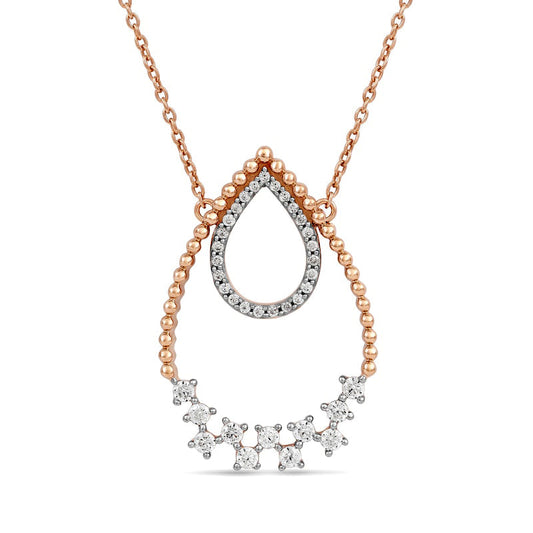 0.25 CT. T.W. Natural Diamond Scatter Teardrop Necklace in 10K Rose Gold