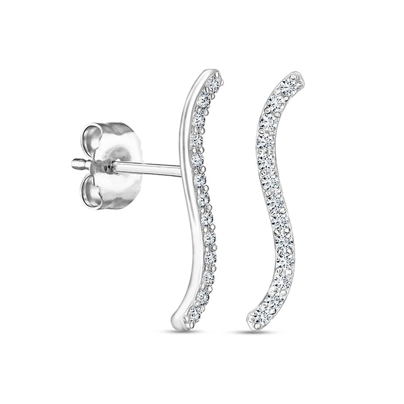 0.5 CT. T.W. Diamond Wavy Bar Stud Earrings in 10K White Gold