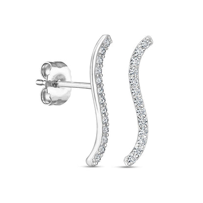 0.5 CT. T.W. Diamond Wavy Bar Stud Earrings in 10K White Gold