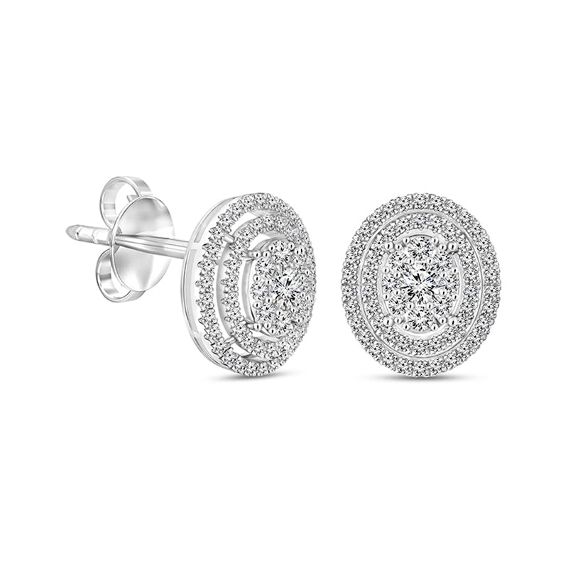 1.5 CT. T.W. Composite Diamond Double Oval Frame Stud Earrings in 10K White Gold