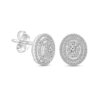 1.5 CT. T.W. Composite Diamond Double Oval Frame Stud Earrings in 10K White Gold