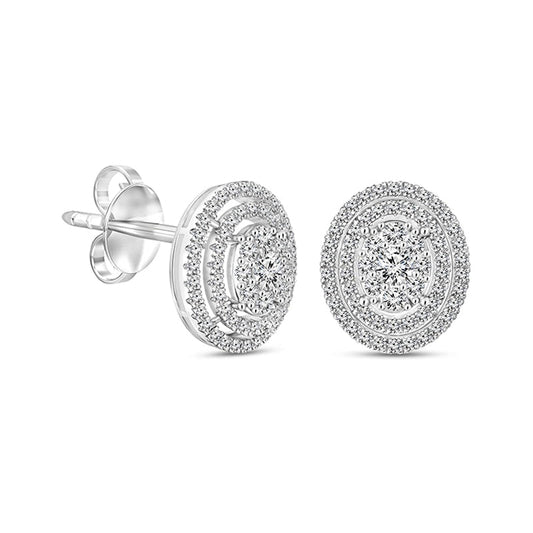 1.5 CT. T.W. Composite Diamond Double Oval Frame Stud Earrings in 10K White Gold