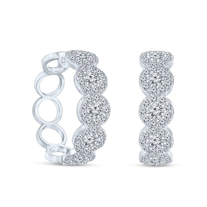 2 CT. T.W. Diamond Frame Five Stone Hoop Earrings in 10K White Gold