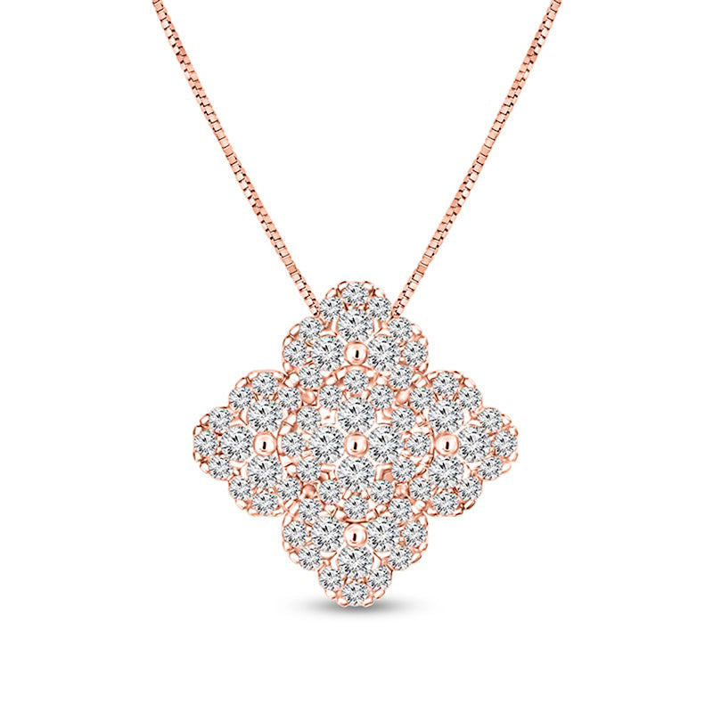 0.5 CT. T.W. Composite Natural Diamond Clover Pendant in 10K Rose Gold
