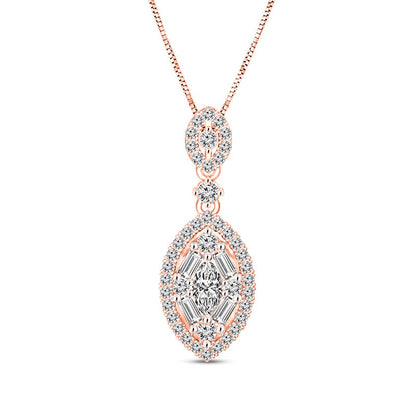 0.5 CT. T.W. Marquise Natural Diamond Double Frame Pendant in 10K Rose Gold