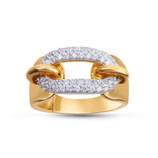 0.50 CT. T.W. Natural Diamond Single Chain Link Ring in Solid 10K Yellow Gold