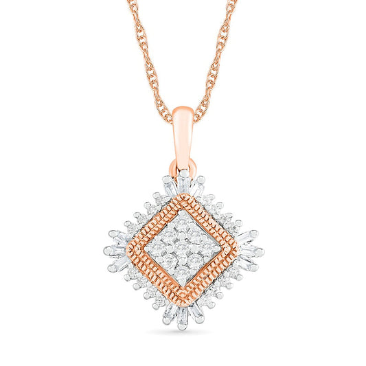 0.25 CT. T.W. Composite Natural Diamond Tilted Frame Pendant in 10K Rose Gold