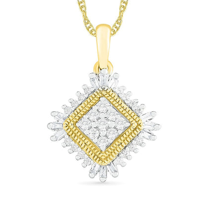 0.25 CT. T.W. Composite Natural Diamond Tilted Frame Pendant in 10K Yellow Gold