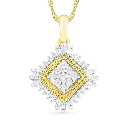 0.25 CT. T.W. Composite Natural Diamond Tilted Frame Pendant in 10K Yellow Gold