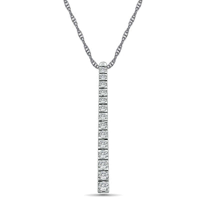 1 CT. T.W. Natural Diamond Linear Bar Pendant in 10K White Gold