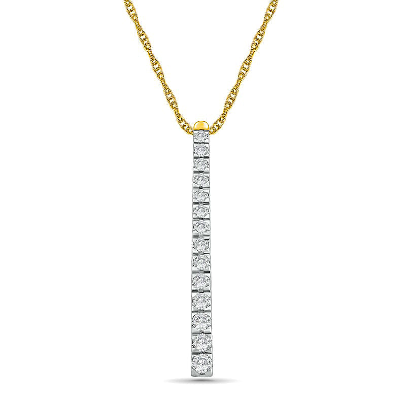 1 CT. T.W. Natural Diamond Linear Bar Pendant in 10K Yellow Gold