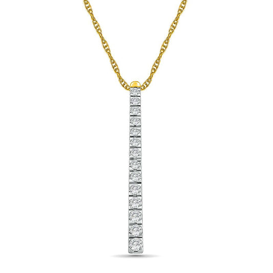 1 CT. T.W. Natural Diamond Linear Bar Pendant in 10K Yellow Gold