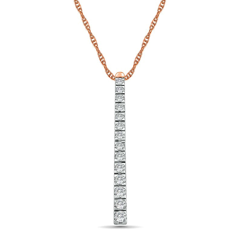1 CT. T.W. Natural Diamond Linear Bar Pendant in 10K Rose Gold