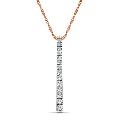 1 CT. T.W. Natural Diamond Linear Bar Pendant in 10K Rose Gold